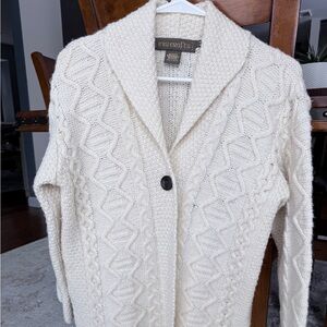 Inis Crafts Women's Irish Cream Sweater with Shawl Collar